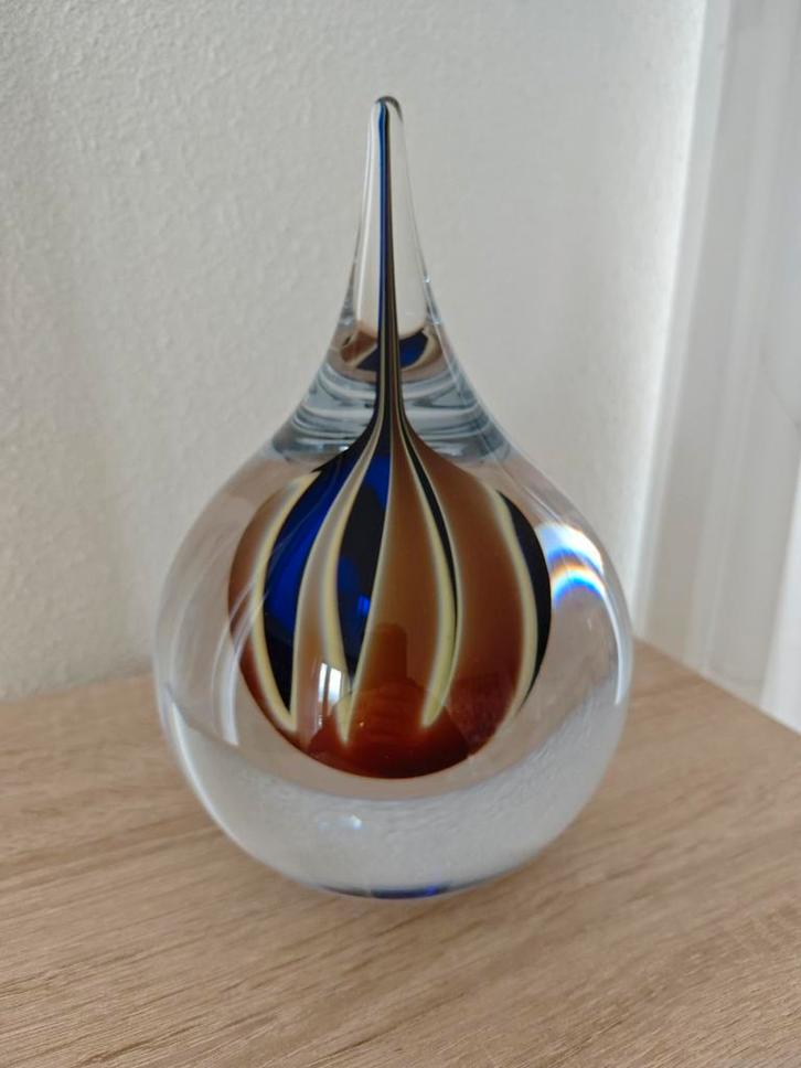 Glazen Decoratie Object - Druppelvorm uit Leerdam., Huis en Inrichting, Woonaccessoires | Vazen, Zo goed als nieuw, Blauw, 50 tot 75 cm
