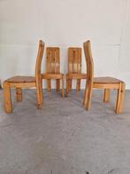 Vintage brutalist chapo stijl grenen eetkamer stoelen, Huis en Inrichting, Stoelen, Ophalen, Gebruikt, Bruin, Onbekend