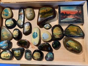 Miniatuur schilderij op kiezelsteen beschikbaar voor biedingen