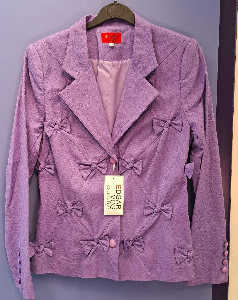 Edgar Vos lila paarse nieuwe blazer met strikjes mt 38 50536