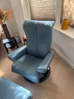 Stressles relaxe fauteuil blauw leer, Huis en Inrichting, Stoelen, Ophalen, Blauw, Leer, Zo goed als nieuw