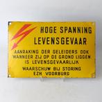 Vintage emaïlle bord “hoge spanning levensgevaarlijk”, Verzenden