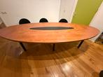 Statige ovale vergadertafel, blad: gelamineerd hout en leer, Huis en Inrichting, Tafels | Salontafels, 100 tot 150 cm, 200 cm of meer