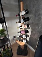 Stijlvol wijnrek van teak, gietijzer en leisteen, Ophalen, 5 tot 15 flessen, Zo goed als nieuw, 75 cm of meer