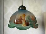 Hanglamp met trekpendel met zeer mooi glazen kapje, Ophalen, Zo goed als nieuw, Minder dan 50 cm