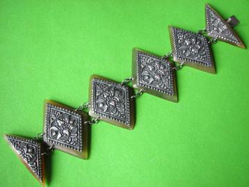 Prachtige Aparte Brede Antieke Zilveren Armband - Djokja beschikbaar voor biedingen