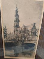 Ets v Westerkerk Amsterdam, Antiek en Kunst, Kunst | Tekeningen en Foto's, Ophalen of Verzenden