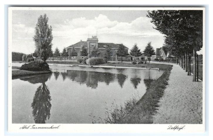 Delfzijl, Abel Tasmanschool, Verzamelen, Ansichtkaarten | Nederland, Gelopen, Groningen, 1920 tot 1940, Ophalen of Verzenden
