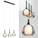 3-Lichts hanglamp, Ophalen, 50 tot 75 cm, Zo goed als nieuw, Glas