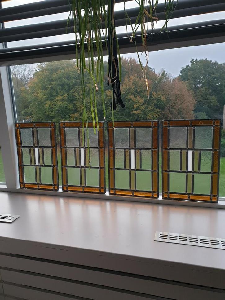 Glas in lood raampjes samen, Doe-het-zelf en Verbouw, Glas en Ramen, Zo goed als nieuw, Minder dan 80 cm, Minder dan 80 cm, Glas in lood