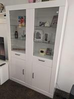 Witte Vitrinekast met Glazen Deuren, Huis en Inrichting, Kasten | Vitrinekasten, Ophalen, Gebruikt, 100 tot 150 cm, 200 cm of meer