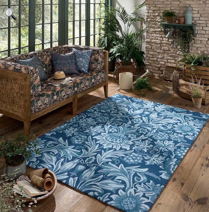 Brink en Campman in-oudoor tapijt Morris & Co Sunflower blue, Huis en Inrichting, Stoffering | Tapijten en Kleden, Nieuw, 200 cm of meer