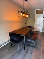 Eethoek met 2 stoelen en 2 bankjes zwart, Ophalen, Gebruikt, Minder dan 4 stoelen
