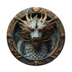 Vintage aluminium ronde bordjes Draken (20x20cm), Huis en Inrichting, Woonaccessoires | Wanddecoraties, Ophalen of Verzenden, Nieuw