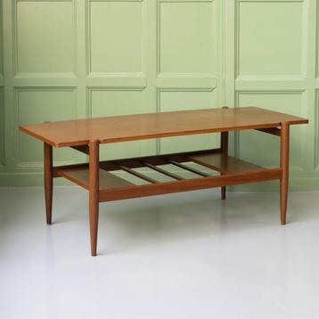 Vintage mid century salontafel met omkeerbaar blad beschikbaar voor biedingen