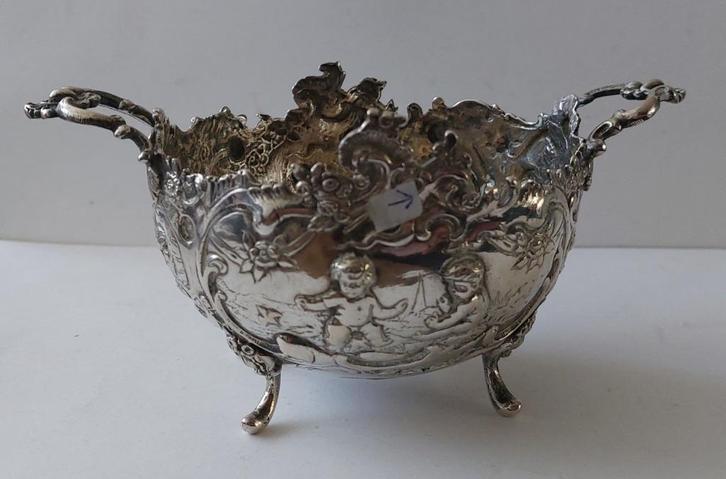 Antiek zilver schaal, snoep zoetigheden, cupido, cherubijnen, Antiek en Kunst, Antiek | Goud en Zilver, Zilver, Ophalen
