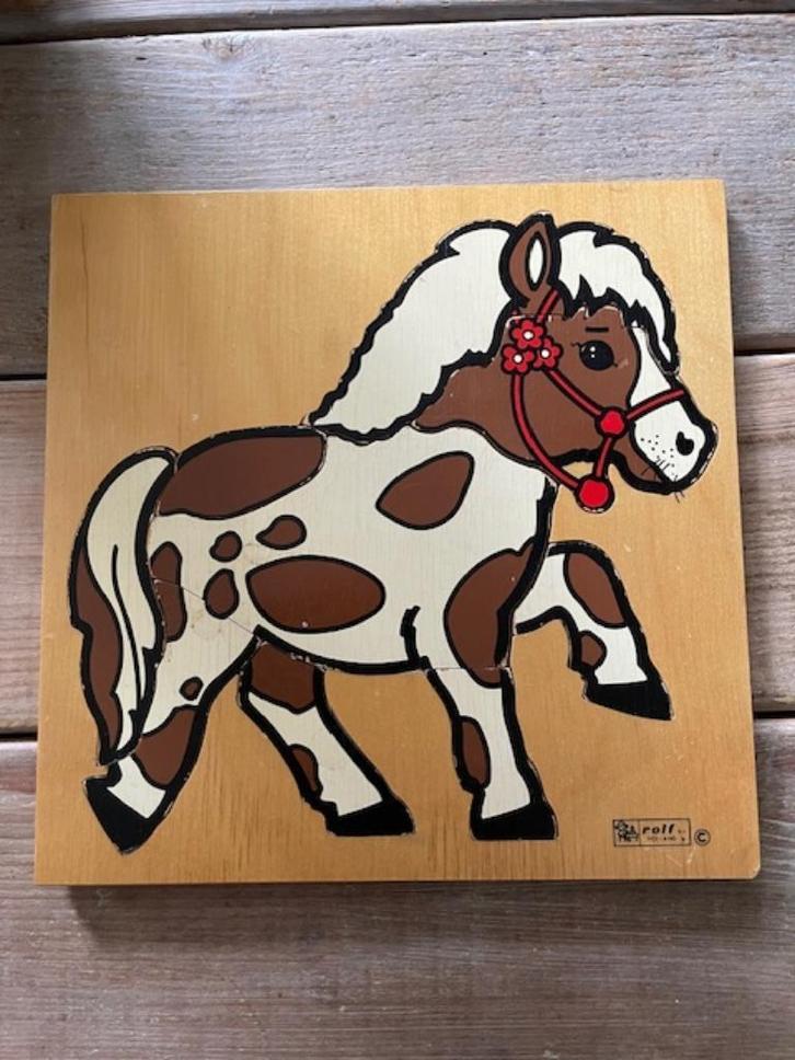 Vintage houten Rolf Holland puzzel. Paard / paardje pony., Kinderen en Baby's, Speelgoed | Kinderpuzzels, Gebruikt, Minder dan 10 stukjes