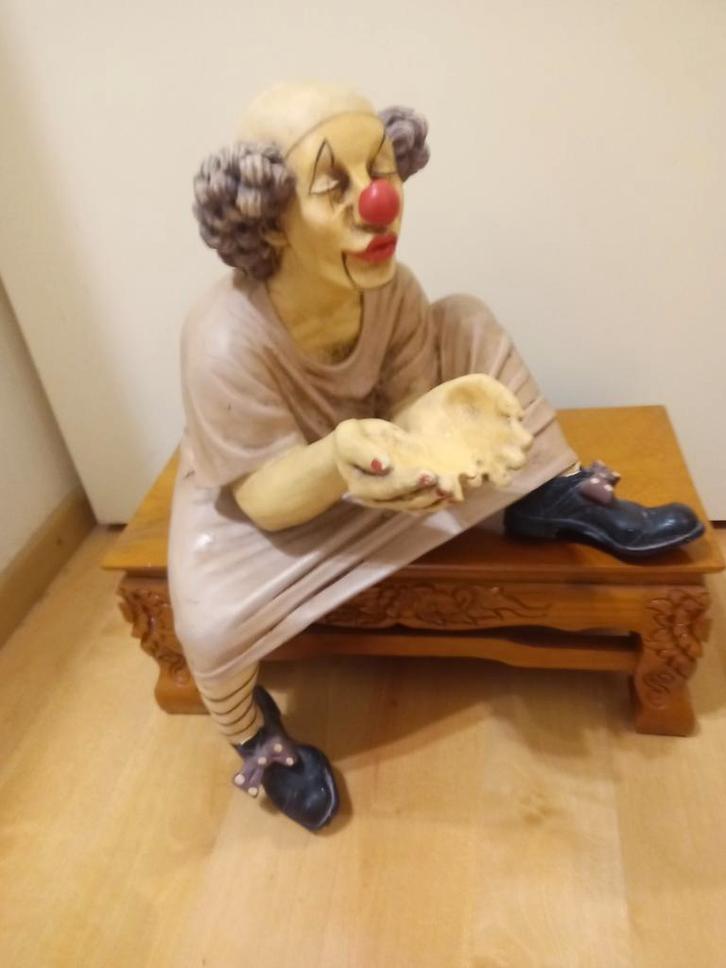 Vintage Clown Beeld, Jun Asilo, Antiek en Kunst, Kunst | Beelden en Houtsnijwerken, Ophalen of Verzenden