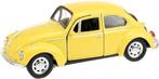 Volkswagen Kever geel met frictie motor schaal 1 op 34, Hobby en Vrije tijd, Modelauto's | 1:32, Nieuw, Ophalen of Verzenden