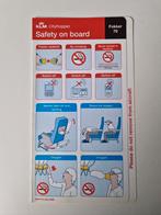 Fokker 70 Flight safety kaart klm, Verzamelen, Ophalen of Verzenden, Zo goed als nieuw, Overige typen