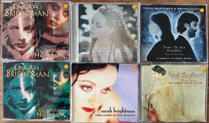 Aantal mooie CD singles van Sarah Brightman (6x), Cd's en Dvd's, Cd's | Pop, Zo goed als nieuw, 2000 tot heden, Ophalen of Verzenden