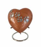 Dieren urn koper hart met pootafdruk, Verzenden, Info@heturnenhuis.nl, Het Urnen Huis, Nieuw