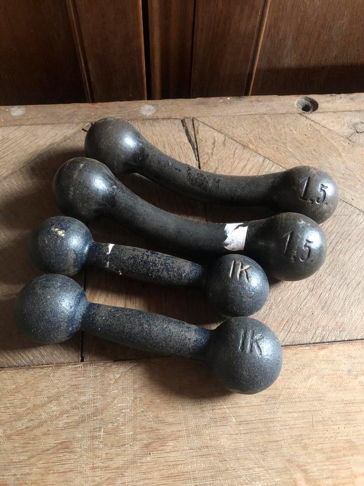 Antieke gewichten halters set uit 1920, Antiek en Kunst, Curiosa en Brocante, Ophalen of Verzenden