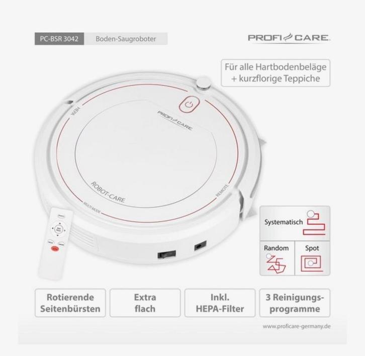 ProfiCare Robotstofzuiger PC-BSR 3042 * nieuw *, Witgoed en Apparatuur, Stofzuigers, Nieuw, Robotstofzuiger, Minder dan 1200 watt