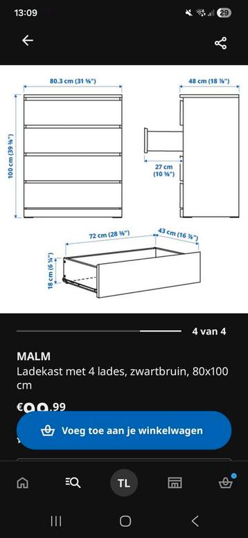 Zwarte Malm ladekast - Perfecte staat! - afbeelding 2