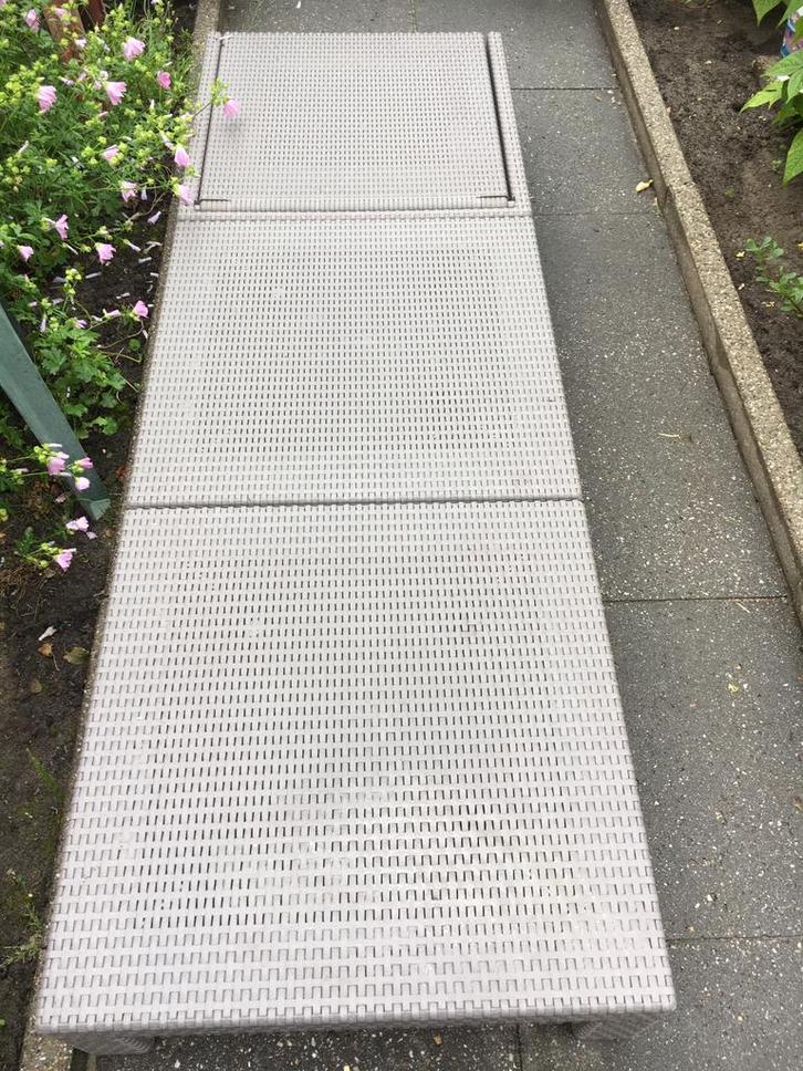 Allibert ligbed Daytona Cappuccino 2x, Tuin en Terras, Ligbedden, Gebruikt, Kunststof, Inklapbaar, Verstelbaar, Ophalen of Verzenden