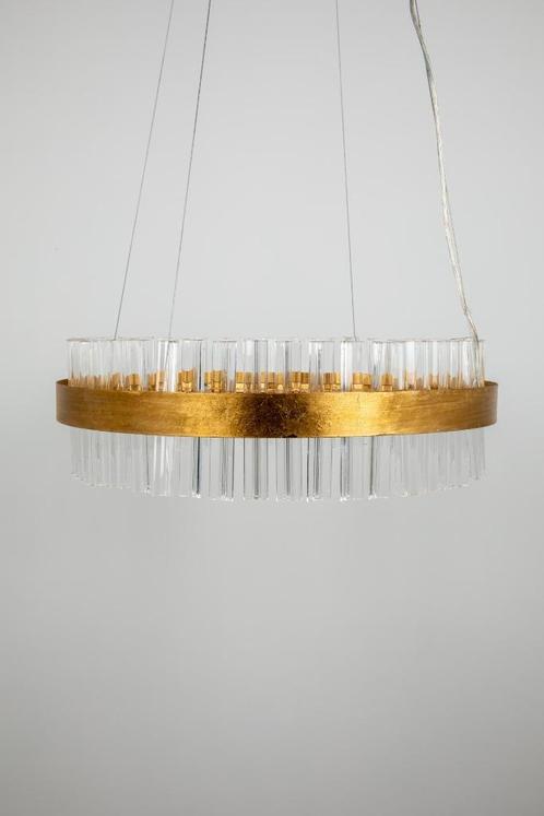 Luxe Design Kroonluchter | Goud & Glas | Moderne Hanglamp, Huis en Inrichting, Lampen | Kroonluchters, Nieuw, Glas, Metaal, Ophalen of Verzenden