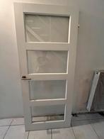 Witte binnendeur met glas, Doe-het-zelf en Verbouw, Deuren en Horren, Ophalen, 80 tot 100 cm, Binnendeur, 200 tot 215 cm