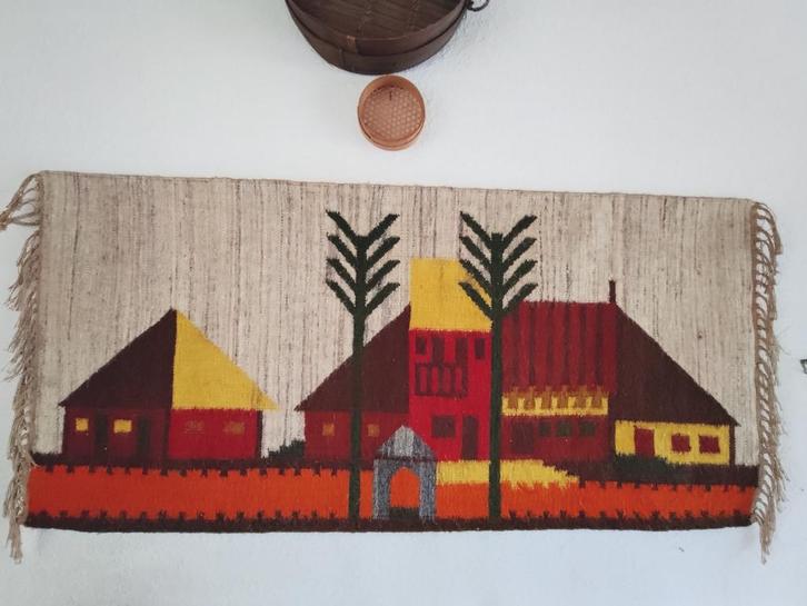 Handgemaakt wandkleed, muurkelim, pools motief, Huis en Inrichting, Woonaccessoires | Wanddecoraties, Gebruikt, Ophalen