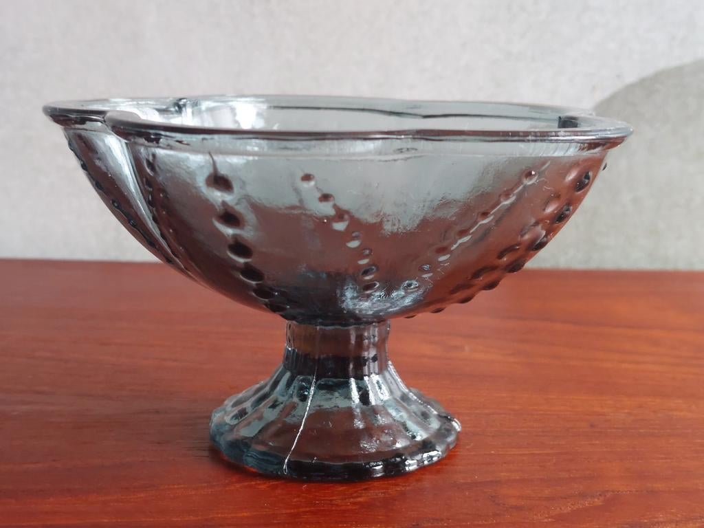 Vintage Boheemse Persglazen Bonbonnière Blauw/Grijs, Ophalen of Verzenden