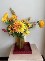 Zijden bloemen boeket met vaas, Huis en Inrichting, Ophalen of Verzenden, Zo goed als nieuw, Binnen