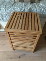 Houten wasmand met zak, Ophalen, Gebruikt, Bruin