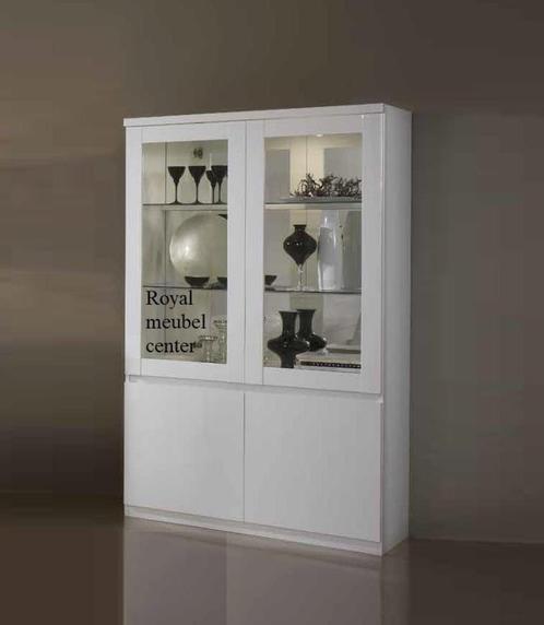 Buffetkast hoogglans wit zwart-marmer AANBIEDING led gratis, Huis en Inrichting, Kasten | Buffetkasten, Nieuw, 25 tot 50 cm, Glas