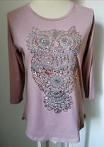 SUPER GAAF oudroze t-shirt met uil van vele pailletjes mt. M, Maat 38/40 (M), Nieuw, Ophalen of Verzenden, Roze