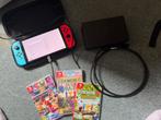Nintendo Switch (OLED Model) spelconsole + games, Ophalen, Zo goed als nieuw, Met 1 controller, Switch OLED