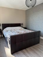 Tweepersoonsbed grijs, 160x210, Ophalen, 210 cm, Tweepersoons, Zo goed als nieuw
