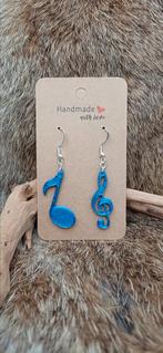 Muzieknoten oorhangers / muzieknoot oorbellen / zilver, Hangers, Blauw, Nieuw, Ophalen of Verzenden