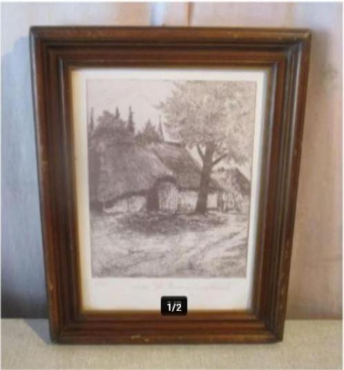 Mooie Gravure 'Hulde aan Preudhomme' - gesigneerd, Antiek en Kunst, Kunst | Etsen en Gravures, Ophalen of Verzenden