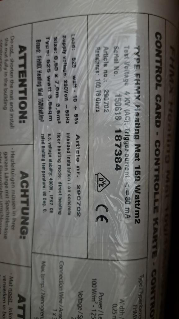 Elektrische Vloerverwarming, Doe-het-zelf en Verbouw, Verwarming en Radiatoren, Nieuw, Overige typen, Minder dan 30 cm, Minder dan 60 cm