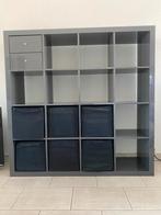 IKEA Kallax kast 4x4 vaks, 147x147 cm. antraciet, Ophalen, Zo goed als nieuw, 25 tot 50 cm, Minder dan 150 cm