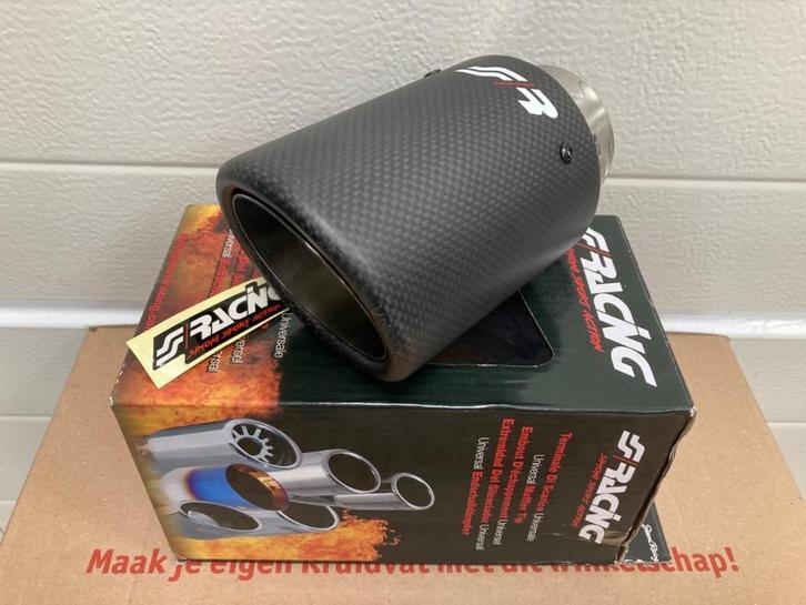 SIMONI RACING Carbon RVS uitlaat sierstuk rond schuin !, Auto-onderdelen, Uitlaatsystemen, Universele onderdelen, Nieuw, Ophalen of Verzenden