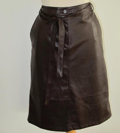 Norah, Stoer/Chique vegan leren rok met zakken mt 42/44, Kleding | Dames, Rokken, Zo goed als nieuw, Maat 42/44 (L), Bruin, Verzenden
