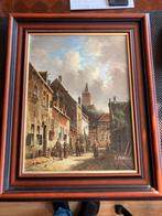 Schilderij: Dorpsgezicht door T. Patrick, Antiek en Kunst, Ophalen of Verzenden
