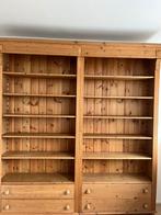 Massief Grenenhouten (boeken)kast (2-delig), Huis en Inrichting, Kasten | Boekenkasten, Ophalen, Gebruikt, 200 cm of meer, 200 cm of meer