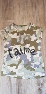 Benetton T-shirt legergroen maat xs / 110, Kinderen en Baby's, Kinderkleding | Maat 110, Meisje, Ophalen of Verzenden, Zo goed als nieuw