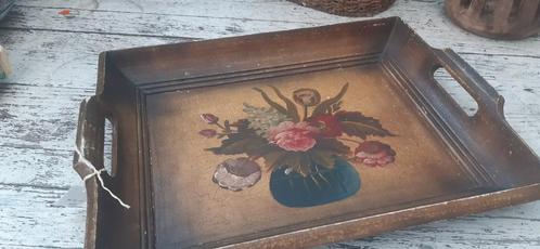 Zo'n Prachtig beschilderd dienblad met bloemen, Huis en Inrichting, Woonaccessoires | Dienbladen, Gebruikt, Hout, Rechthoekig